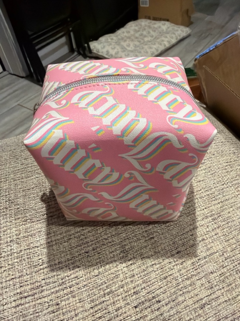 Juicy Couture Pink Cosmetic Bag Logo Print Zip Pouch Makeup Bag BNNU